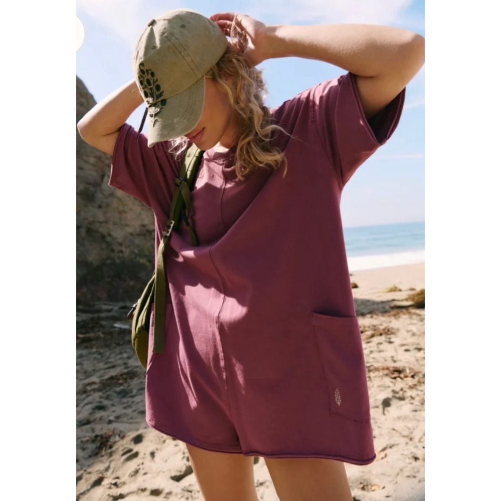 NWT Free People | FP Movement Hot Shot Tee Reversible Romper Burgundy L